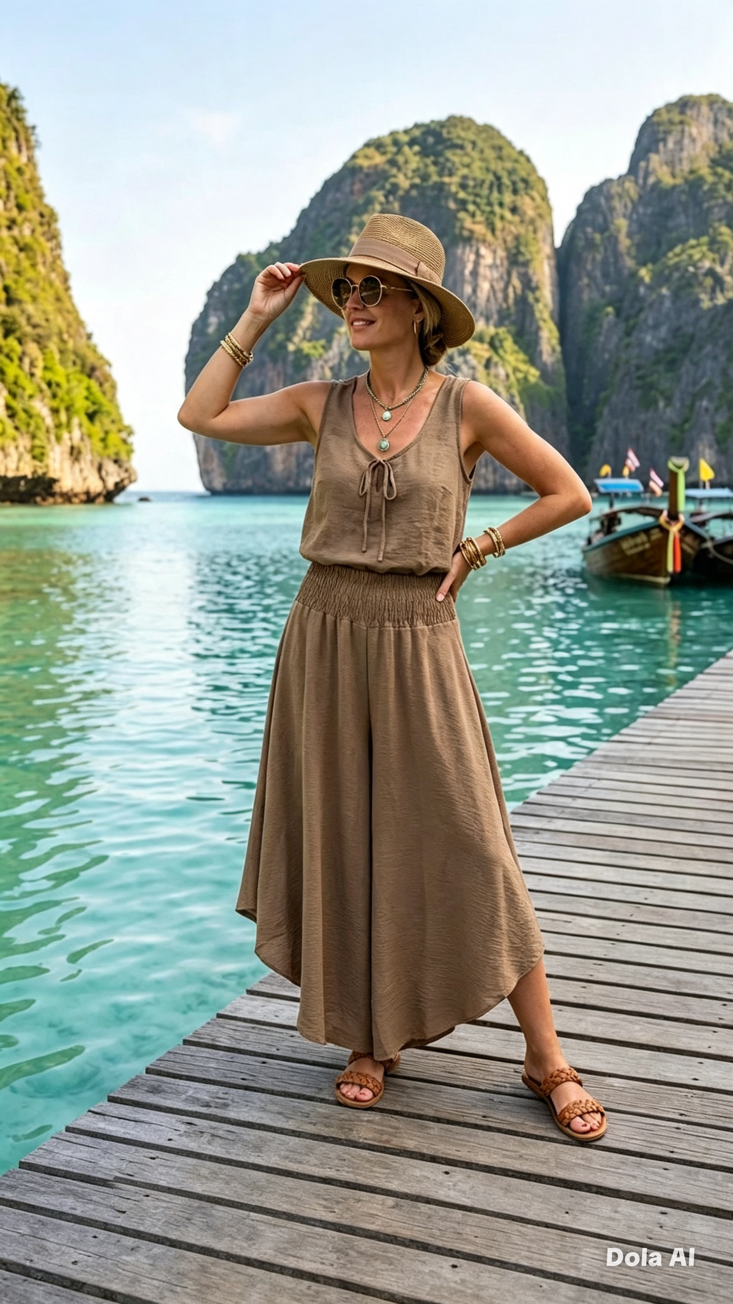 Camel Wide Leg Trousers One Size 10 to 18