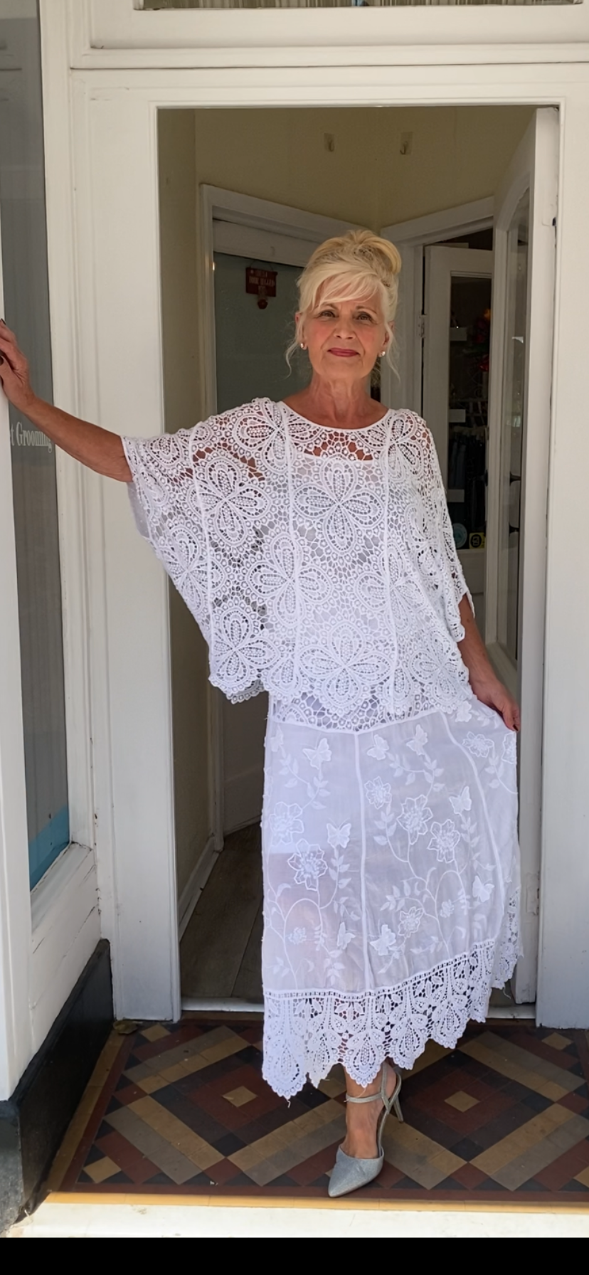 White Crochet Co Ord Set One Size 10 to 14