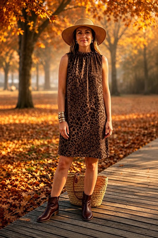 Brown Shades Animal Print Dress One Size 8-14