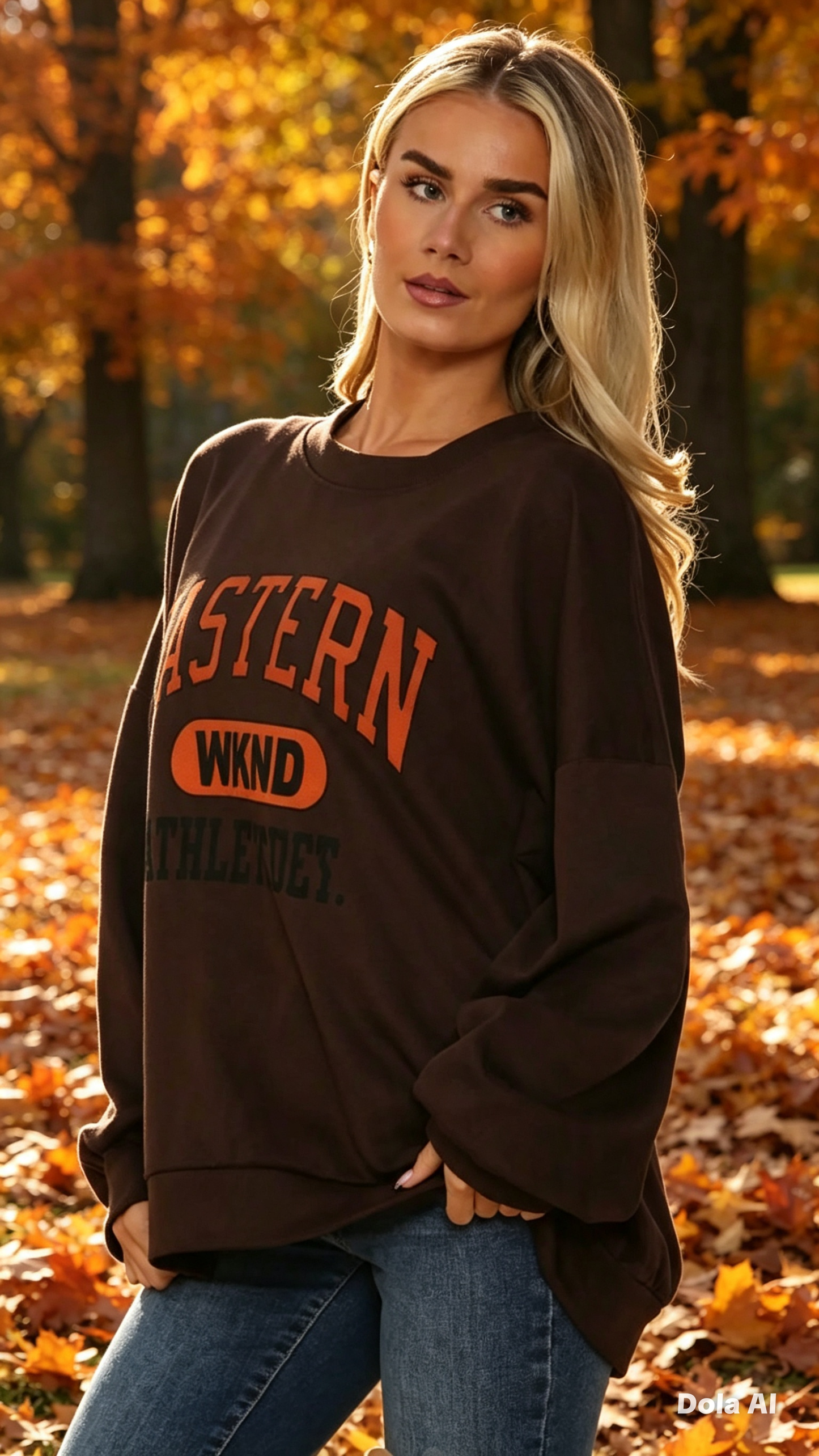Chocolate Brown Slogan Sweatshirt Top One Size 10 to 18