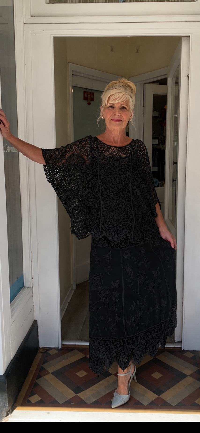 Black Crochet 2 piece Set One size 10 to 14