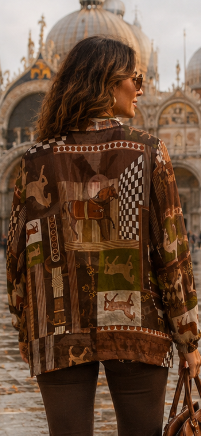 Equestrian Print Draw String Zip Jacket 8-16