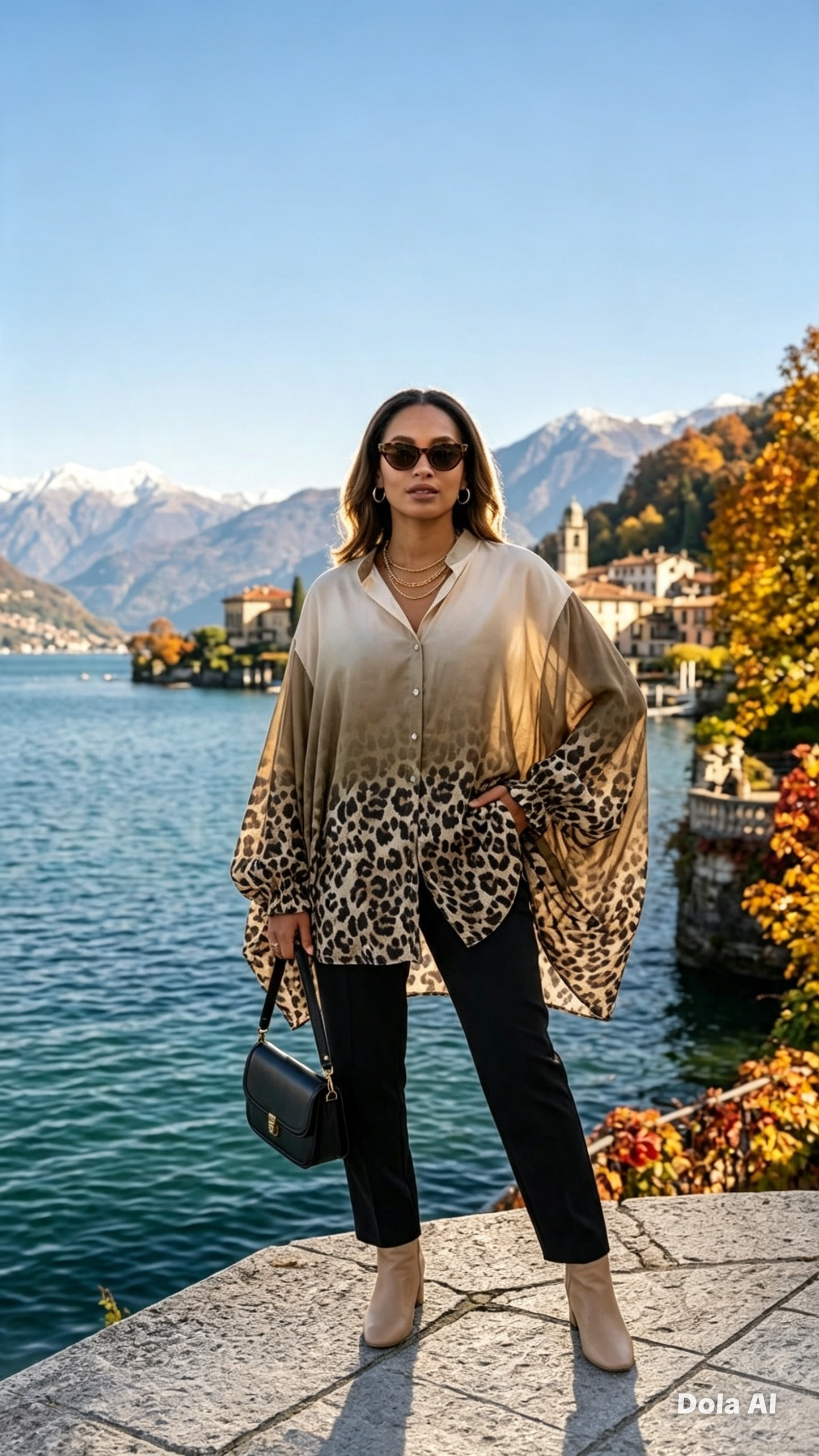 Oversized Mocha Leopard Ombré Shirt One Size 10 to 18