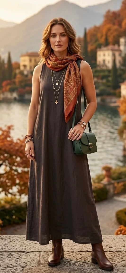 Sleeveless Brown Tie Back Maxi Dress One Size 10-16