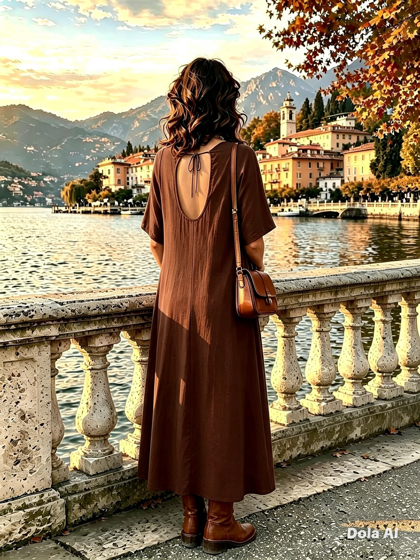 Sleeveless Brown Tie Back Maxi Dress One Size 10-16