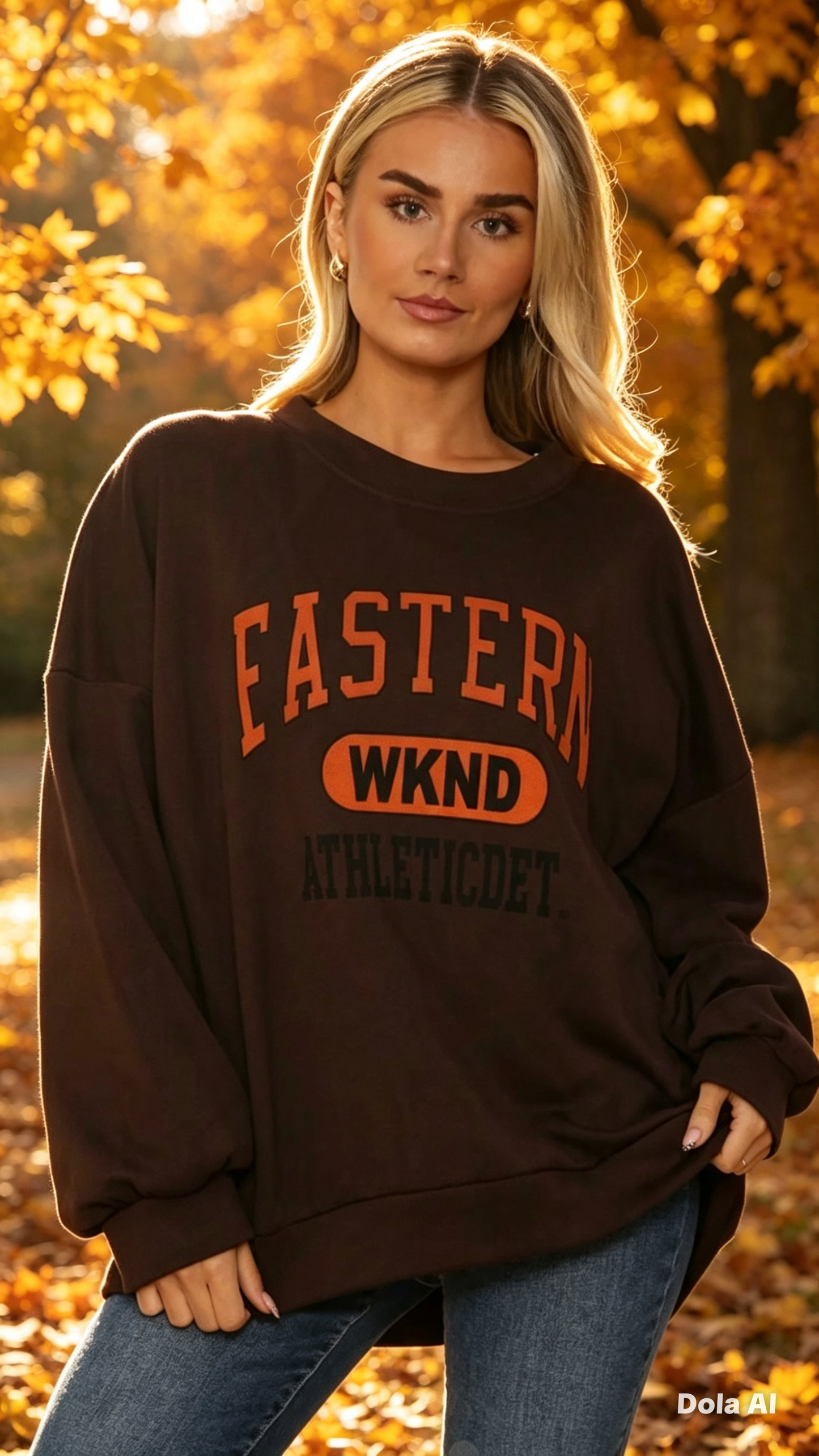 Chocolate Brown Slogan Sweatshirt Top One Size 10 to 18