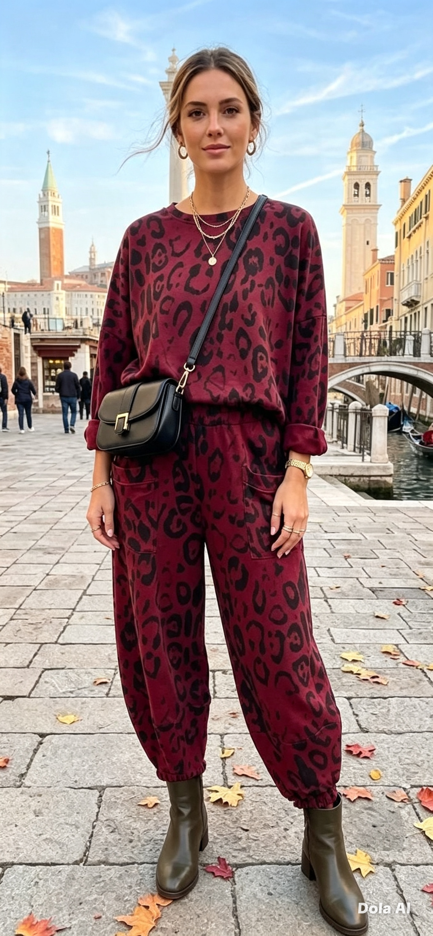 Leopard Print Berry Barrel Leg Scuba Co Ord Set One Size 8-16