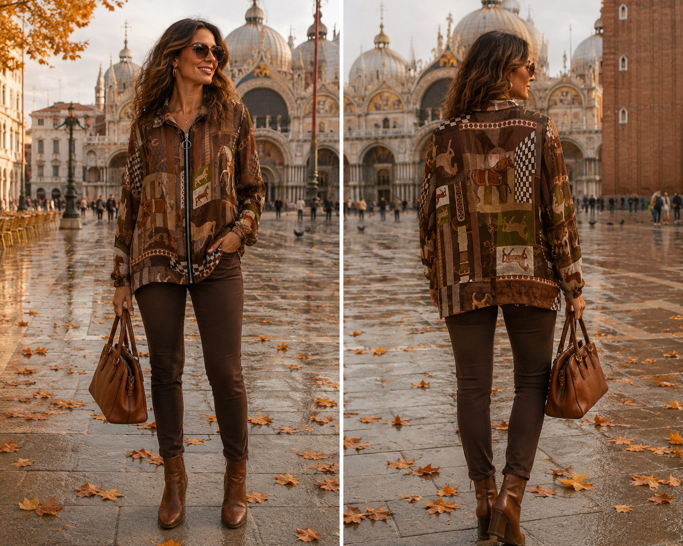 Equestrian Print Draw String Zip Jacket 8-16