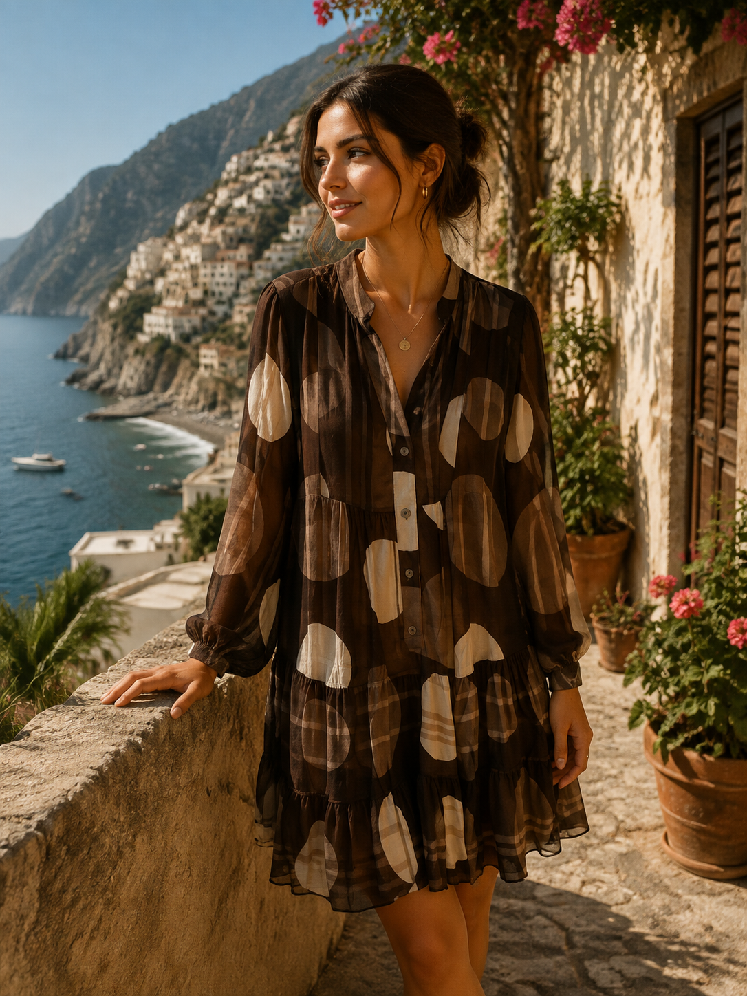 Chocolate Brown Spot Dress One Size 10 to 14