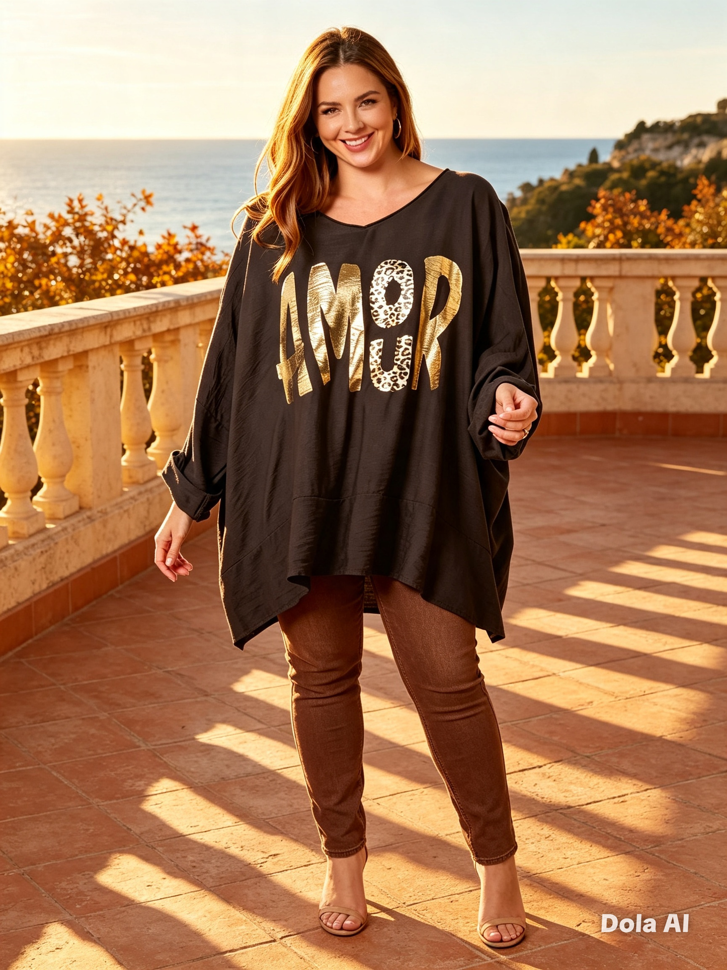 Chocolate & Gold Amour Top One Size 14-24