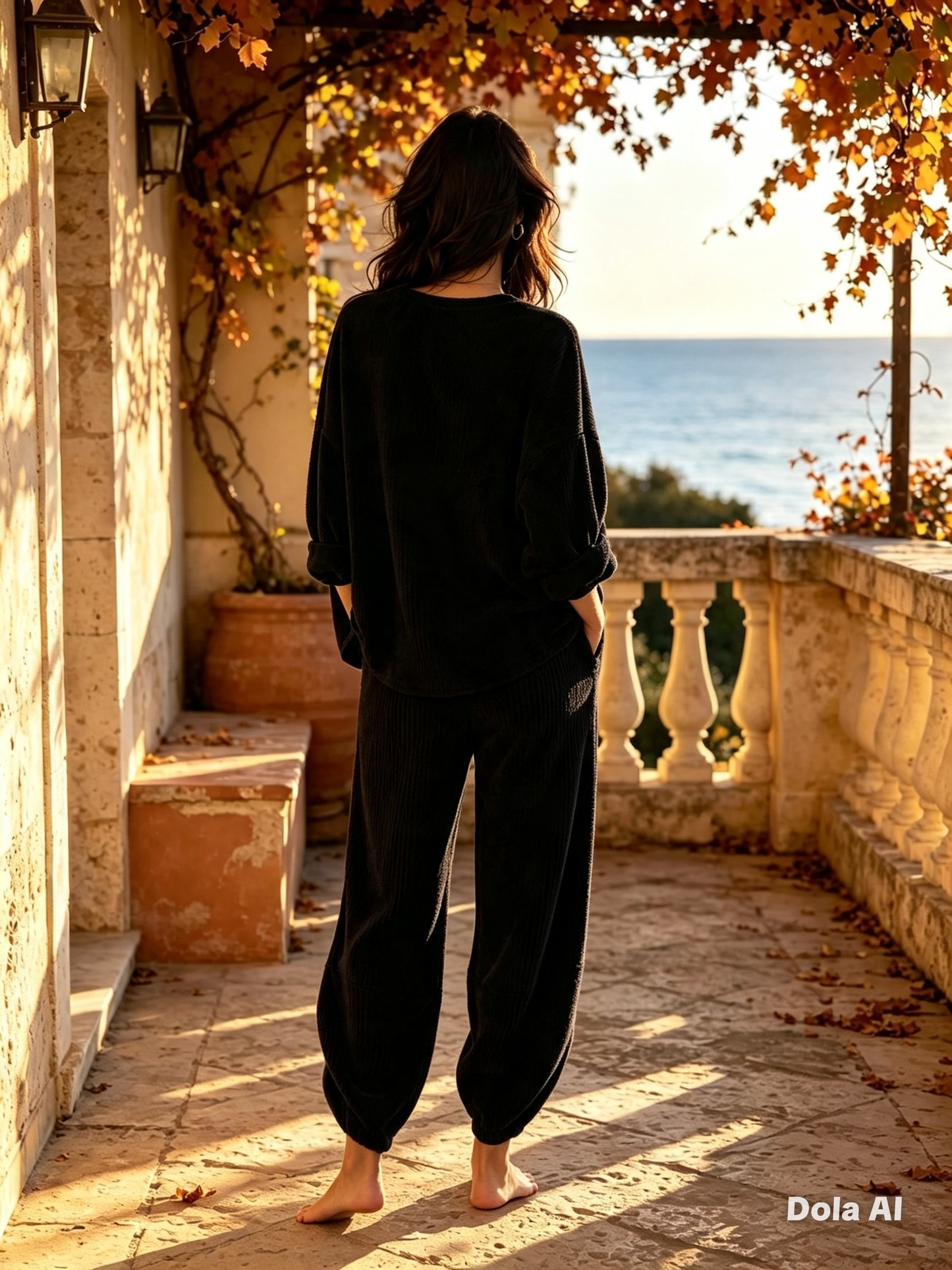 Super Soft Black Chenille Needle Cord Loungewear Co Ord Set One Size 10-18