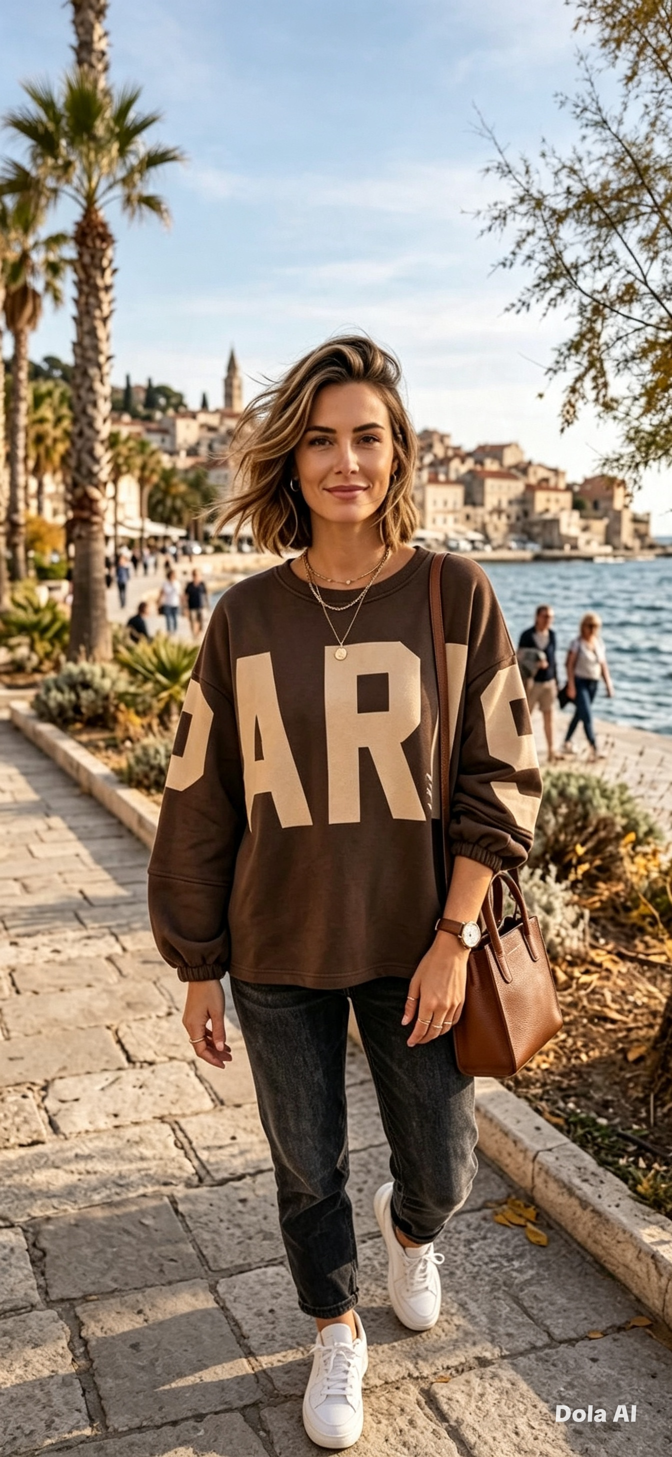 Oversized Chocolate Slogan Sweatshirt One Size 8-16