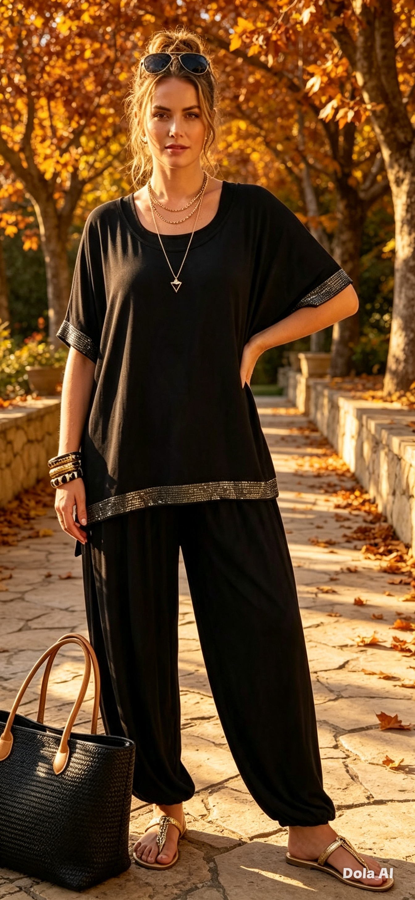 Black Sequin Trimmed Co Ord One Size 10 to 18