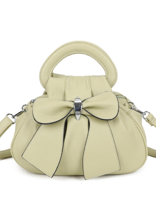 Sage Green Bow Bag Triple Zip Compartment