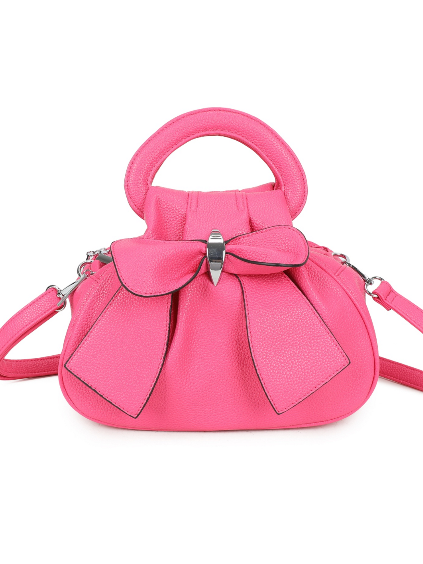 Pink Bow Bag Triple Zip Compartment